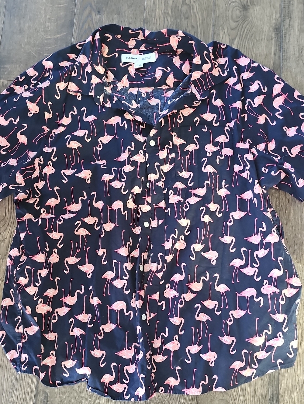 Old Navy Flamingo Flex Shirt Short Sleeve Xxlarge Men Casual